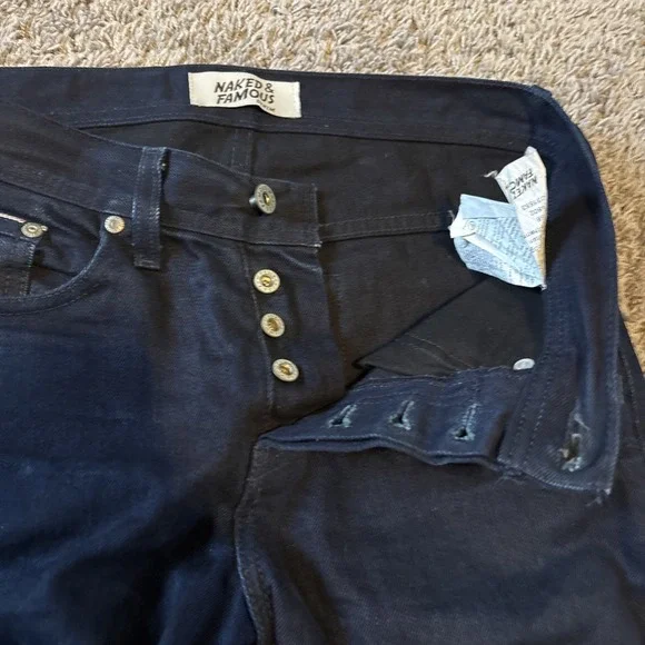 Naked And Famous Midnight Stretch Selvedge Size 31x32 Weird Guy Style